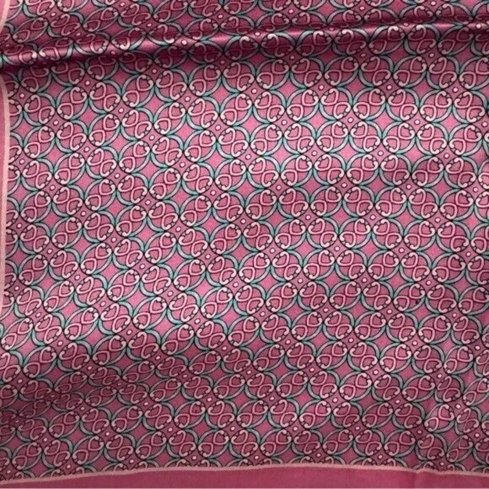 Chain Link Pattern Hot Pink Silk Handkerchief Pocket Square Scarf NEW